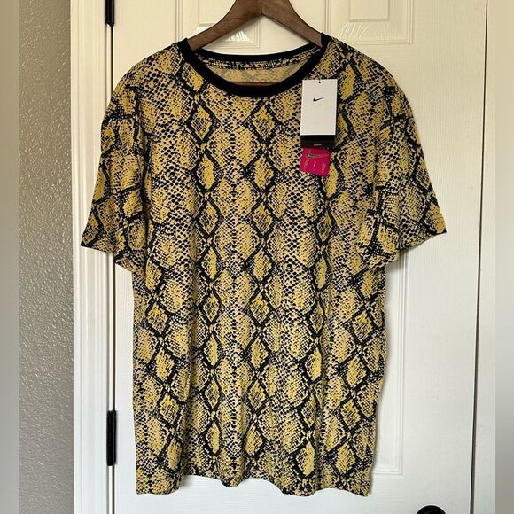 Nike Air Fly T-shirt Short Sleeve Loose Yellow & Black Snake Print Size … - Picture 1 of 9